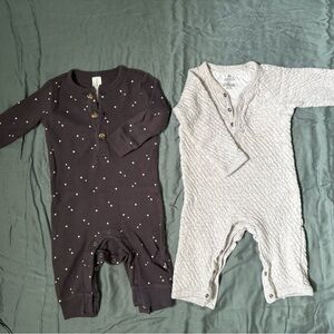 The Honest Company Kids Footies - Dark Gray and Cream